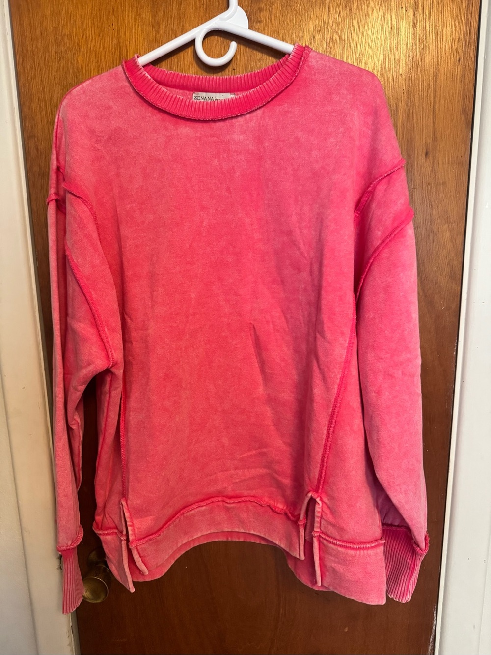 Zenana Outfitters Washed Pink Crewneck Sweatshirt
